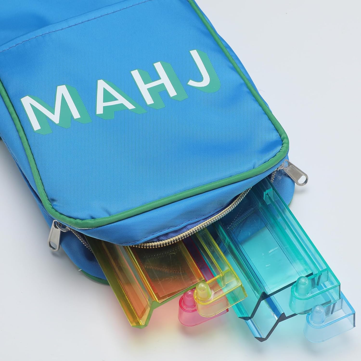 Aliceset Mahjong Rack Storage Bag 21 x 6.5 x 2 Inches Mahjong Gifts for Women Mah Jong Tile Bags with Zipper for Tiles and Pushers Rack Storage Bags Gifts Accessories(Only Bag)(Royal Blue)