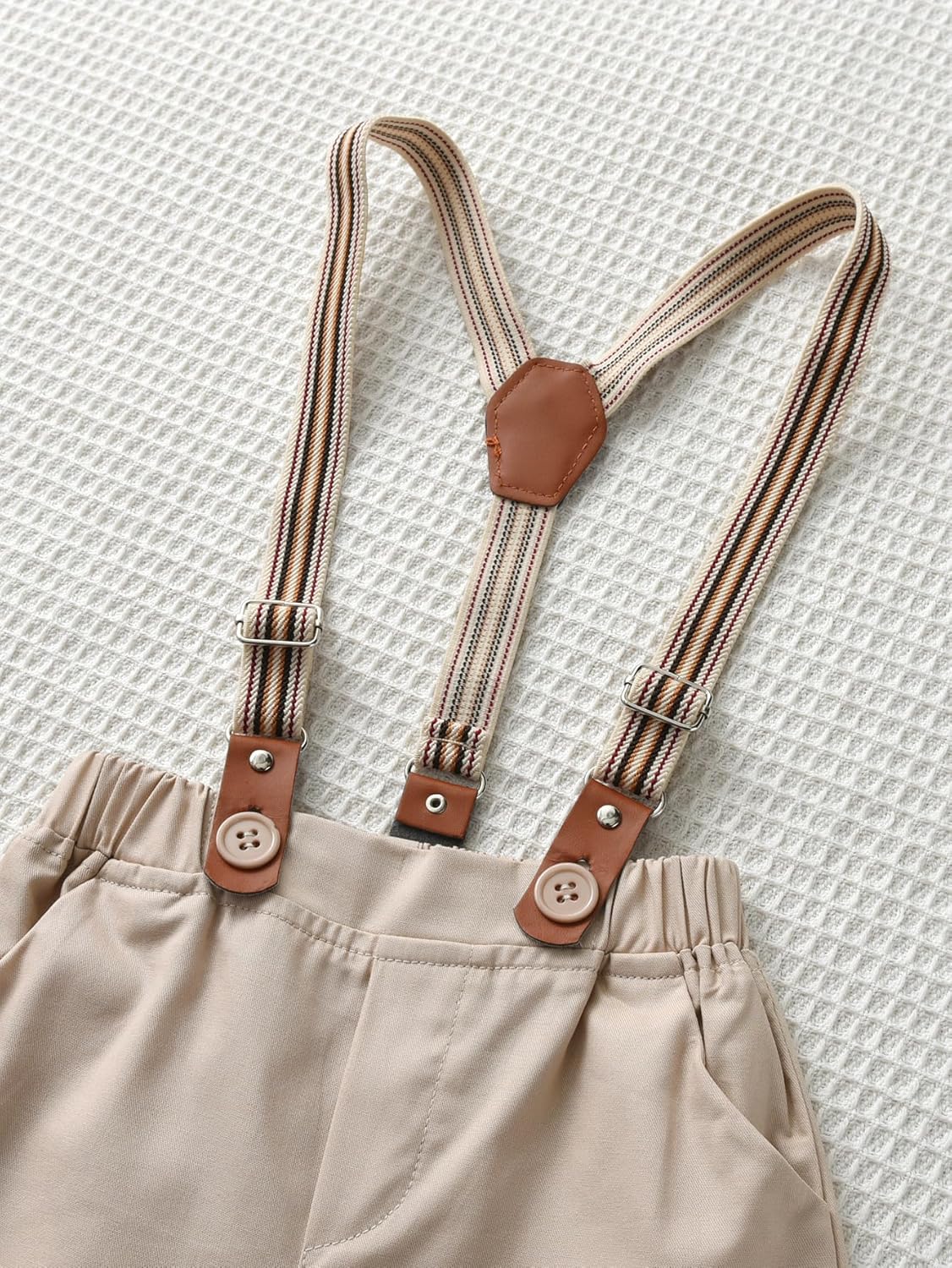 Baby Boys Gentleman Shorts Sets, Infant Outfits Suits, Shirt+Shorts+Bow Tie+Suspenders - Image 6