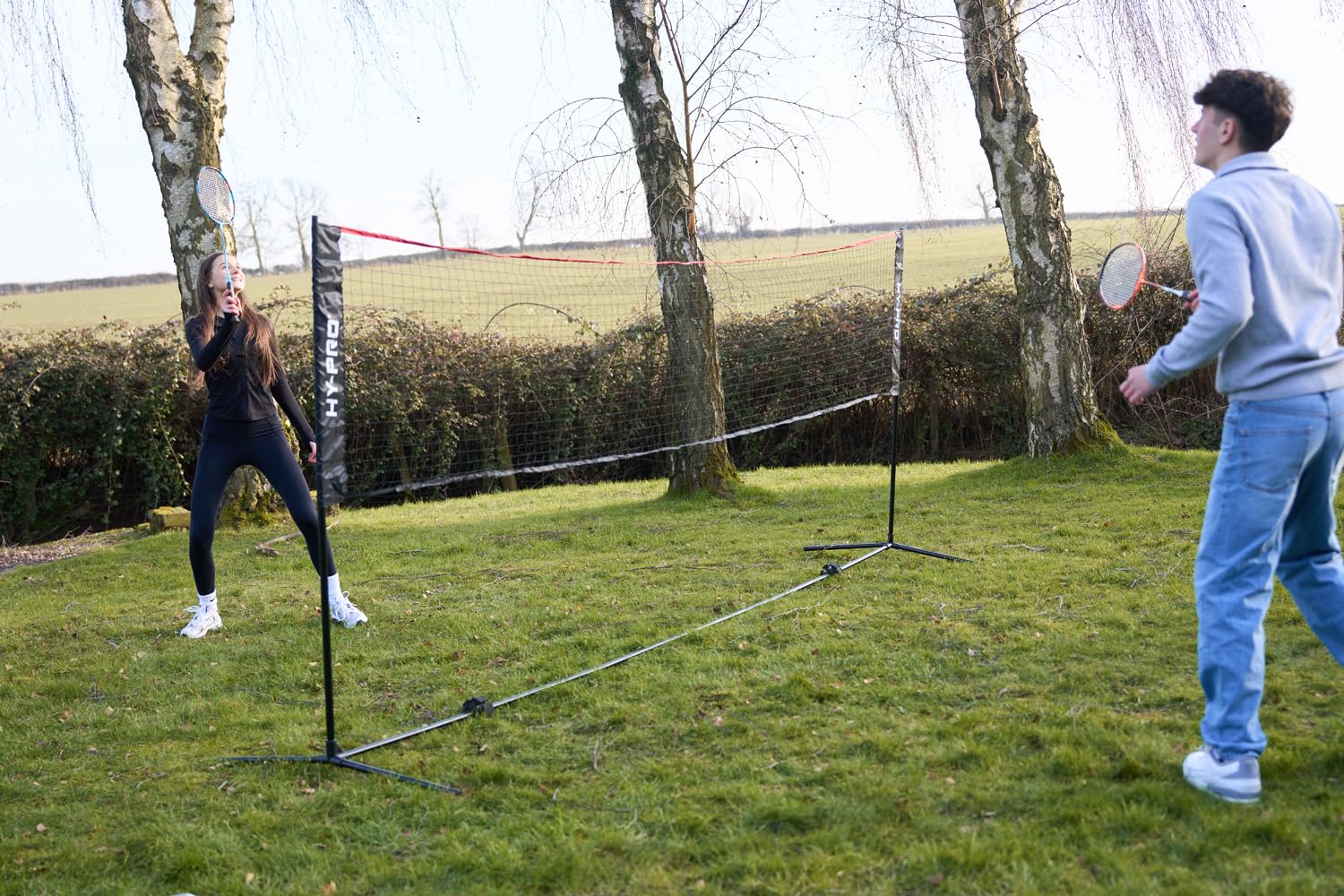 Hy-Pro Höhenverstellbares Netz – 1,9 m Höhe, 3 m / 4 m Breite, einfach zu montieren, leicht, Tragetasche, ideales Freizeitsportnetz für Kinder und Erwachsene, Badminton, Tennis, Pickleball, Volleyball