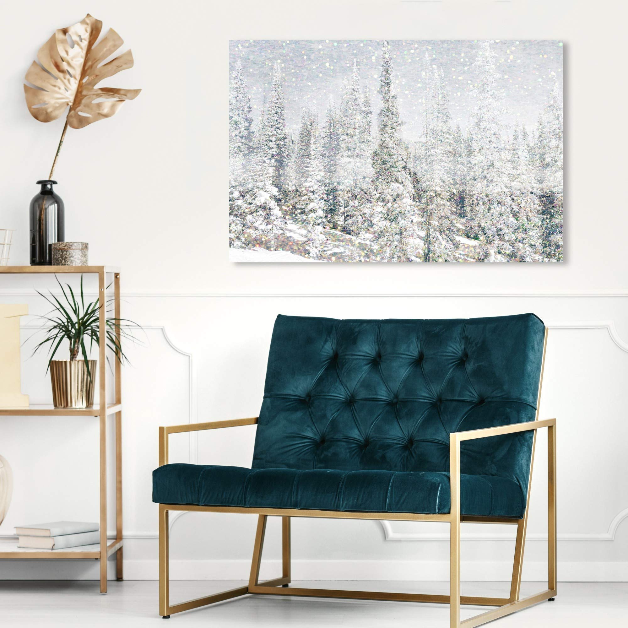 Wynwood Studio Christmas Winter Holiday Wall Art Canvas Print Painting 'Magical Snow Forest Scenery' Home DÃ©cor, 30"x20", Nature Landscape, Gray, White