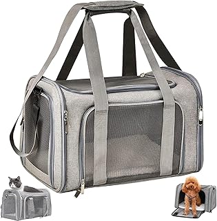 TOFFCAEA Transport Bag for Cat / Dog, Dog Transport Box, Foldable Cat Transport Box, Portable, 5 kg Cat Dog Carry Box, for Medium Dogs, Cats (M, Grey) L 43 x W 28 x H 28 cm product image