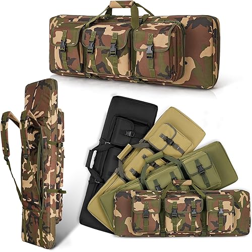 DULCE DOM 32/36/42/48/52 inch Double Rifle Case Soft Bag Gun Case, Perfect for Rifle Pistol Firearm Storage and Transportation, All Around Shooting Range Tactical Rifle Backpack, Indoor Outdoor