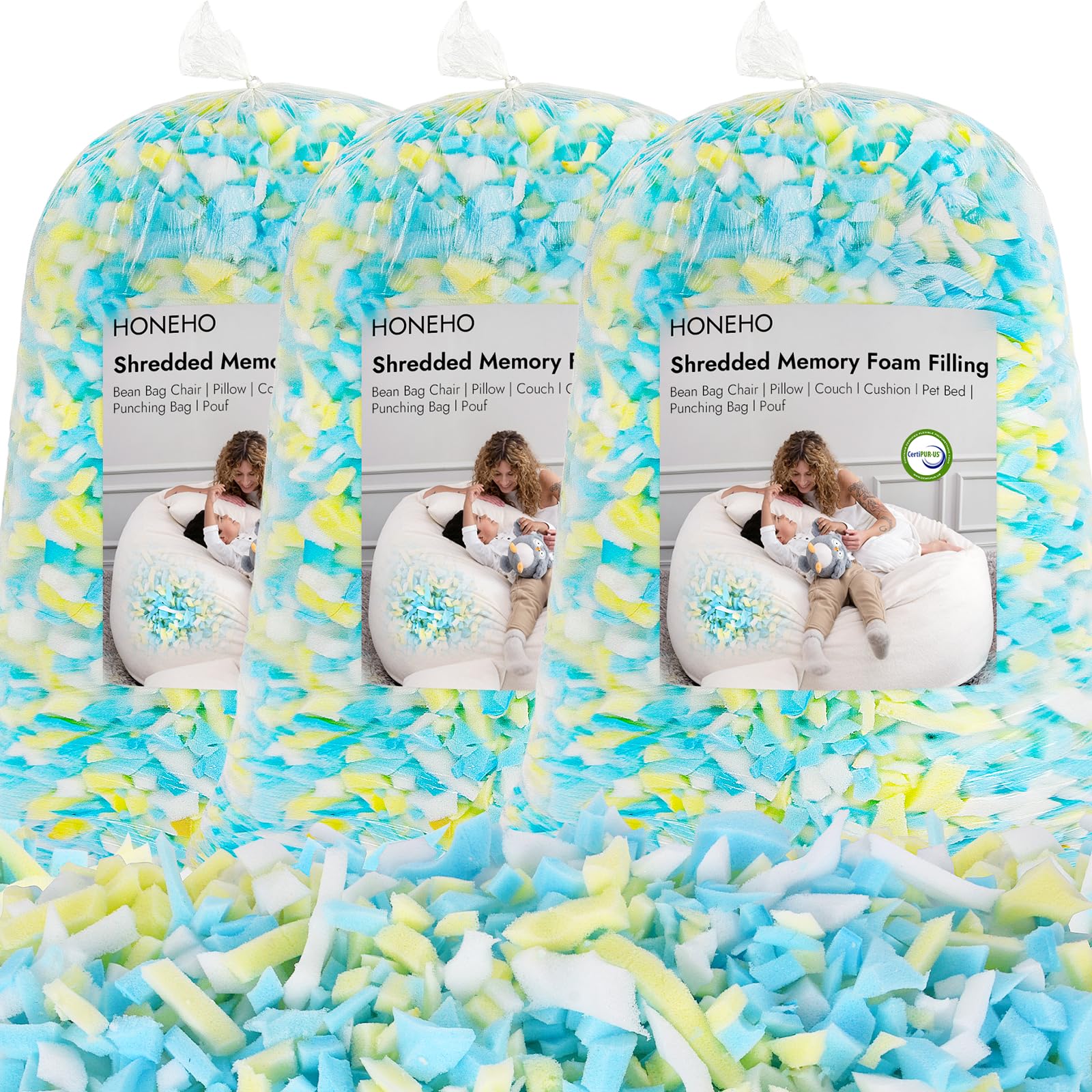 6.6kg Memory Foam-Füllung für Sitzsäcke, Hinzufügen von Gelpartikeln, gemütlich und weich, ideal zum Füllen von Sitzsäcken für Kinder, Kissen, Hundebetten, Sofakissen