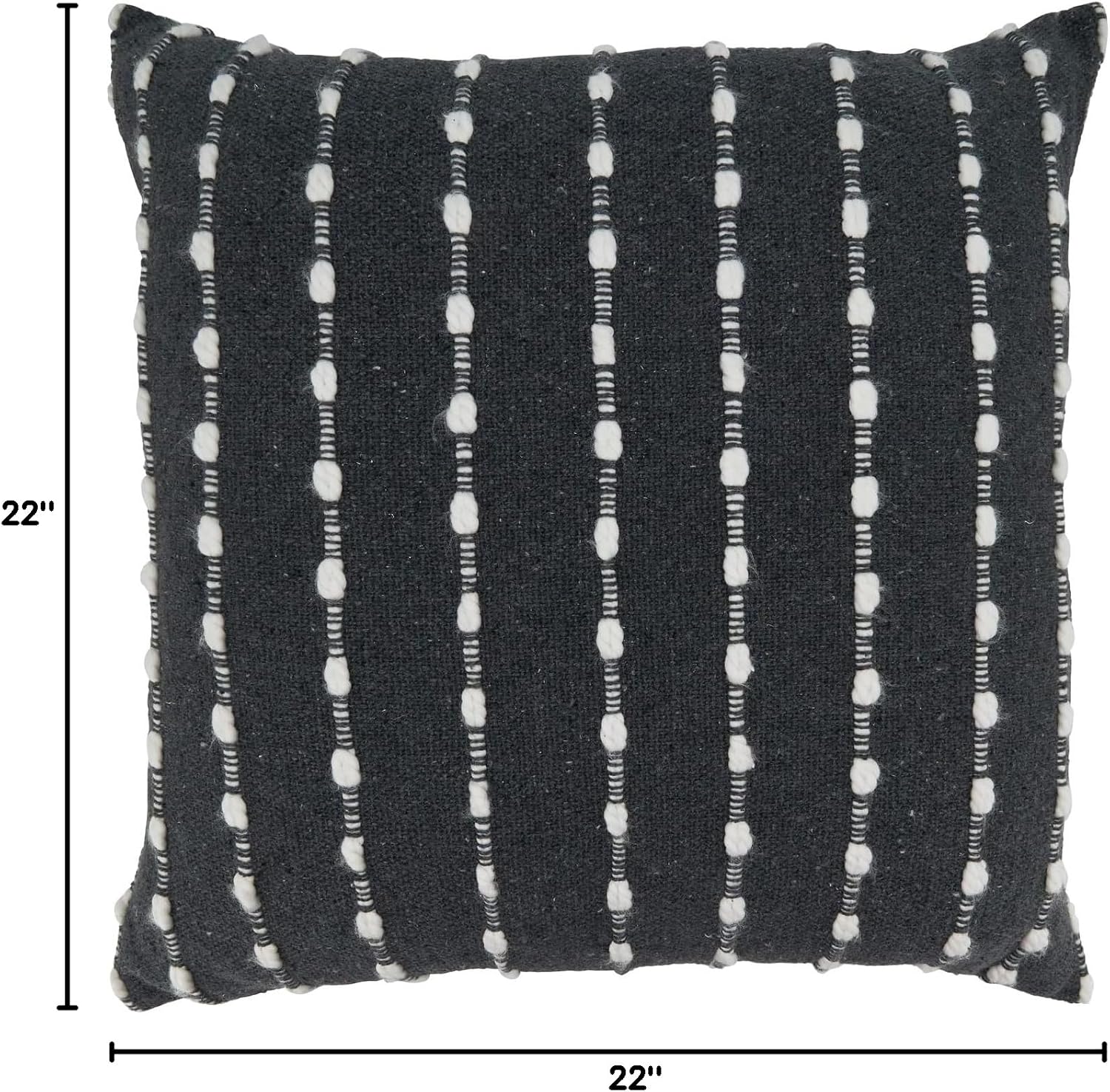 Fennco Styles Textured Woven Striped Throw Pillow 22" W x 22" L - Black Cushion for Home, Couch, Bedroom, Living Room and Office Décor