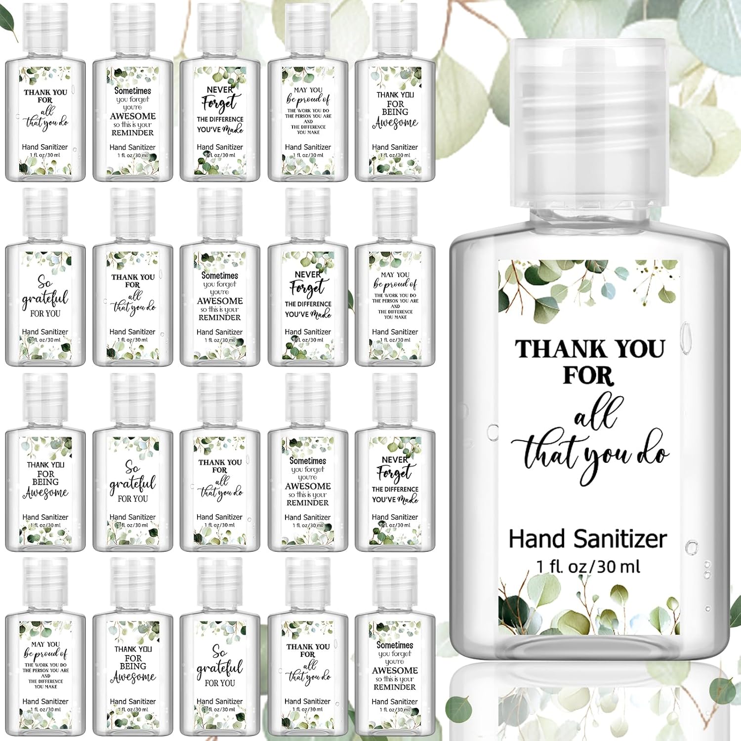 Frienda 24 Pack Thank You Mini Hand Sanitizer Bulk Travel Size 1oz Employee Appreciation Gift Scented Hand Sanitizer Bulk Small Group Gifts for Team Coworker Staff Office Teacher Nurse