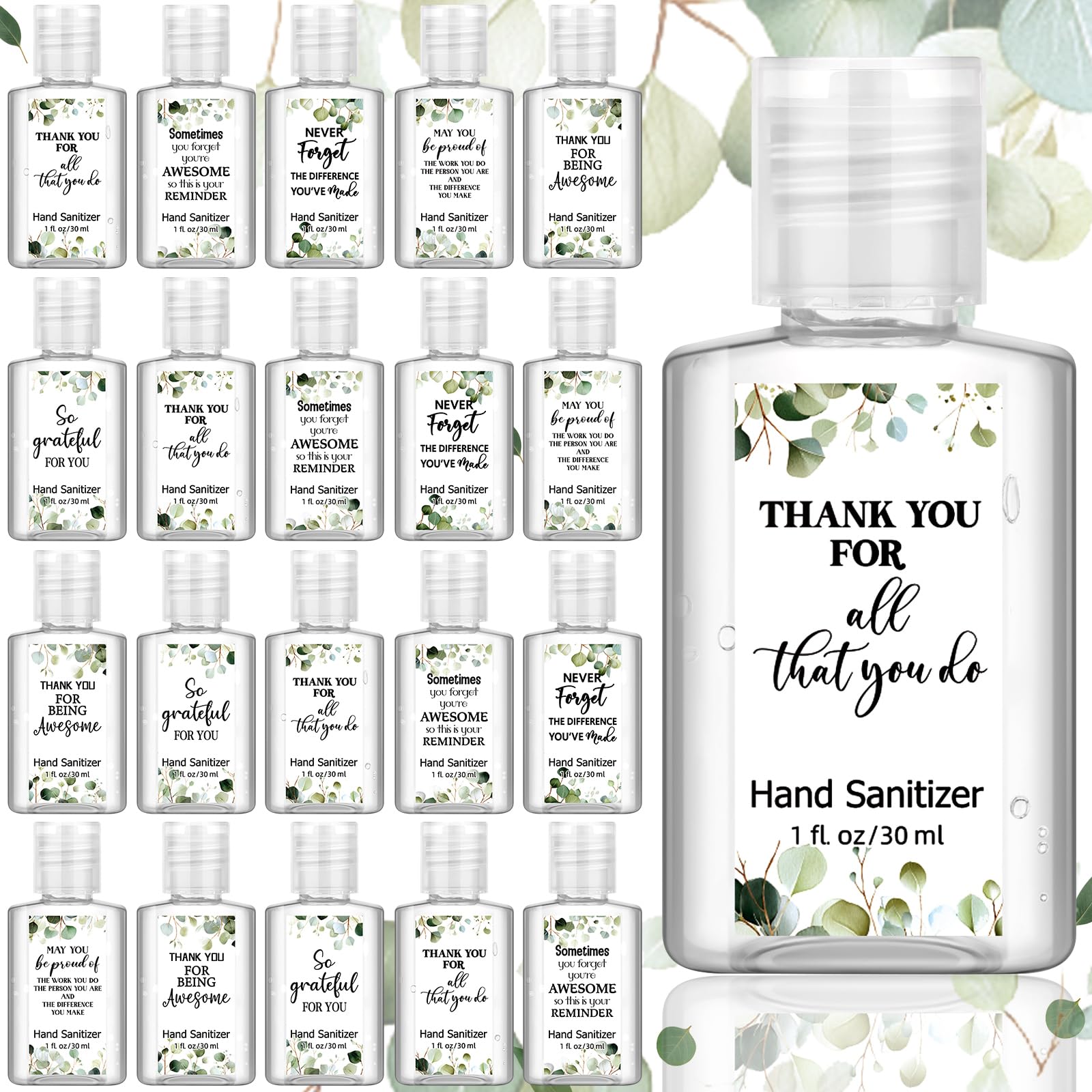 Frienda 24 Pack Thank You Mini Hand Sanitizer Bulk Travel Size 1oz