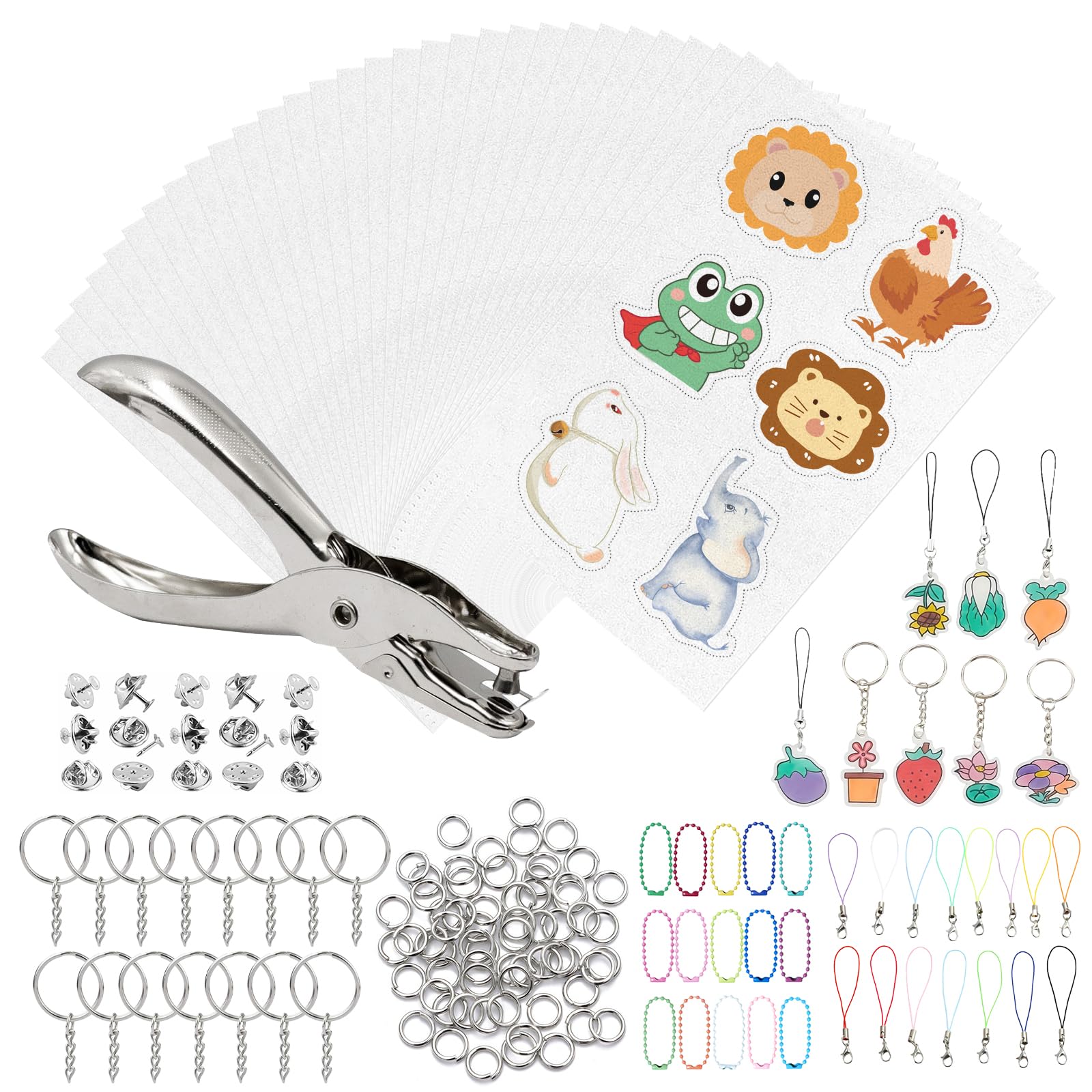 KASURE 191 Pcs Shrink Plastic Sheets Kit, Include 30 Shrinky Dink Paper and 181 Crafts Making Tool, for Creative Handicrafts and DIY Keychains Making(7.9 X 5.7 inch)