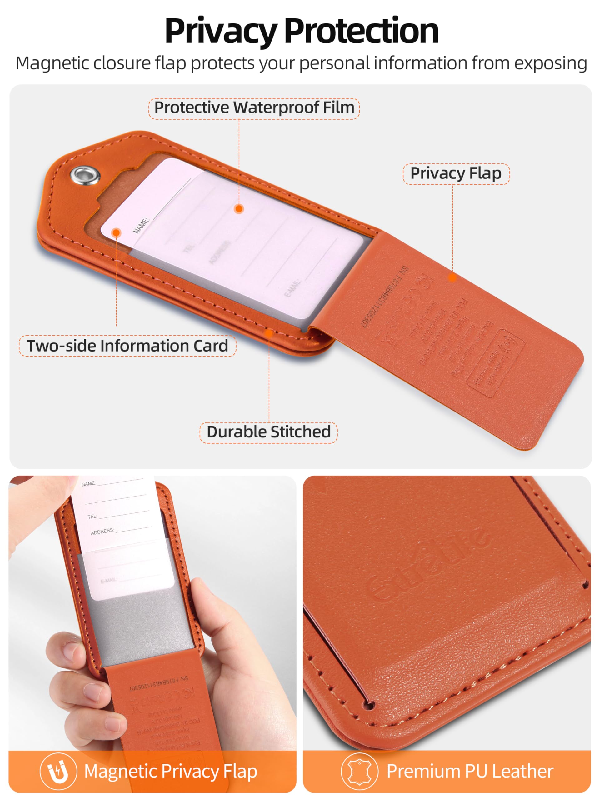 Gepäckanhänger, funktioniert mit Apple Find My, Smart Gepäckanhänger für Koffer, Ledertaschenanhänger für Reisen, Kofferanhänger mit Sichtschutzklappe, Anti-Verlust-Gepäck-Tracker, Reiseutensilien