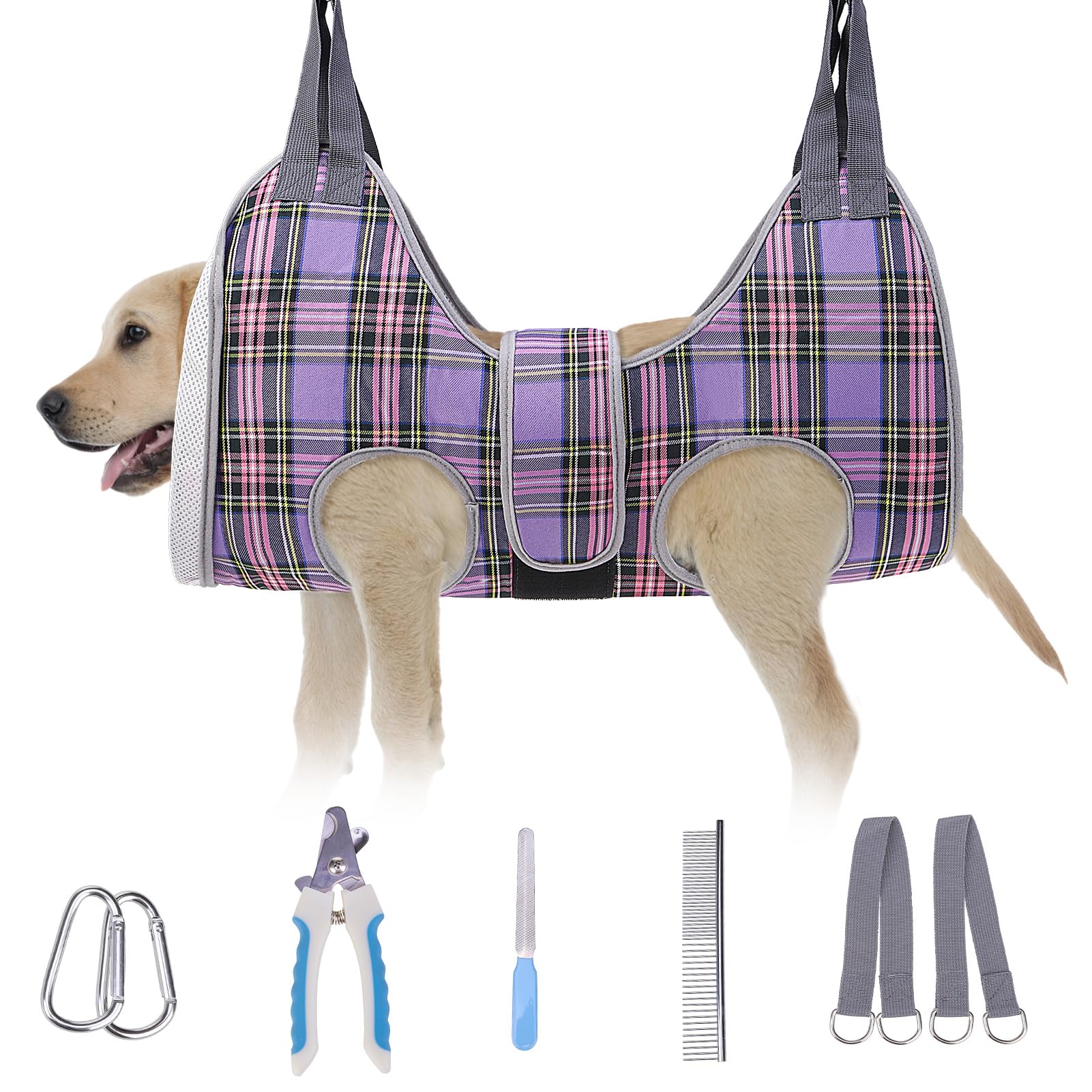 BEAUTYZOO Dog Grooming Hammock for Medium Dogs Cat- Dog Sling for Nail Trimming Clipping- Dogs Hanging Harness Holder