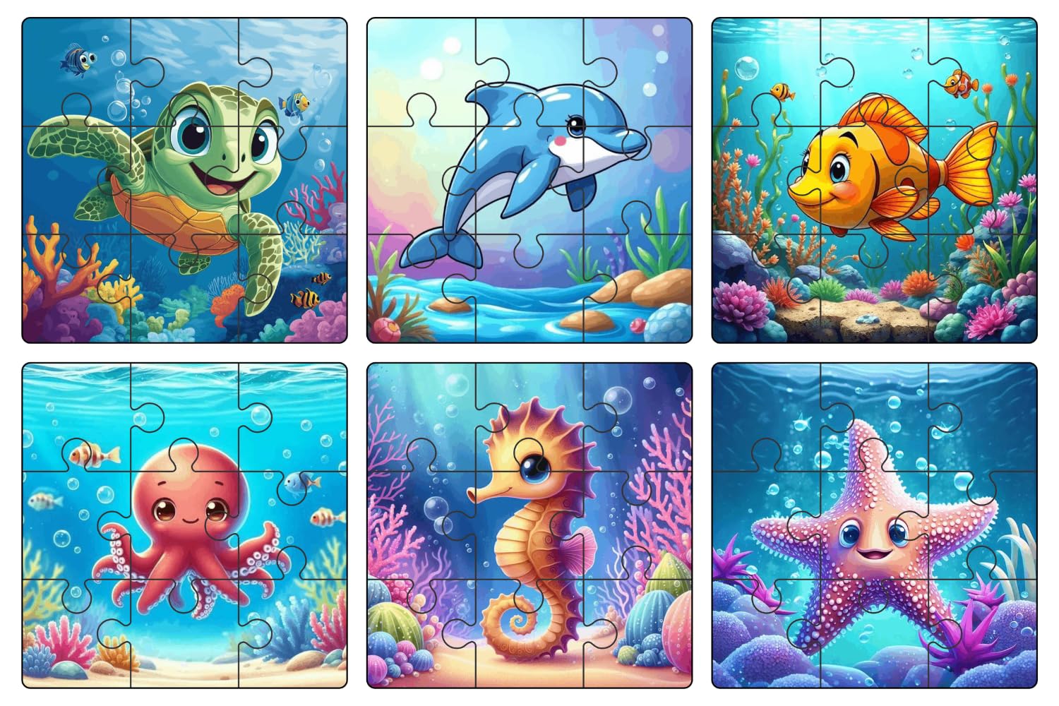 Single Layered Wooden Jigsaw Puzzle Games for Children & Kids -9 Pieces Age 2 to 6 Year Old Years Old Girls & Boys Birds Jigsaw Puzzle (Pack of 6) (SEA Animal Puzzle Pack of 6)-image-30