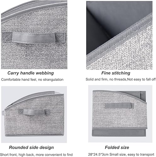 Miniatura 6 de Paquete de 2 cubos de almacenamiento, contenedores de almacenamiento trapezoidales plegables con asas, cestas de tela para armario para organizar