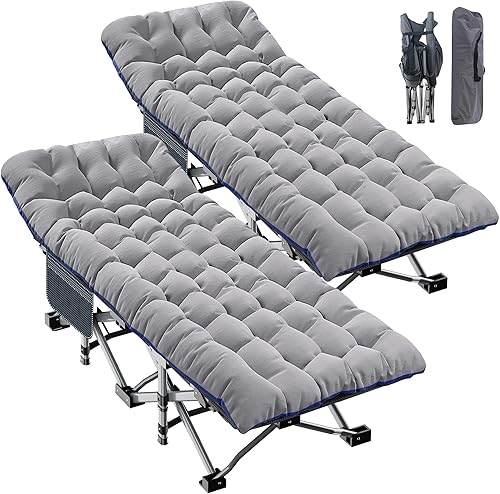 Miniatura 14 de ABORON Cama de invitados plegable resistente para adultos, capacidad de 500 libras, catre extra portátil con doble capa 1215D, ideal para estancias
