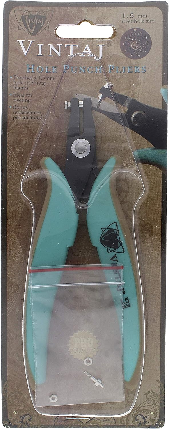 The Beadsmith Vintaj Tools 1.5mm Metal Hole Punch Pliers with Gauge Guard – Create Clean Holes – for 22 Gauge Sheet Metal or Thinner – Not Intended for Thicker Metal