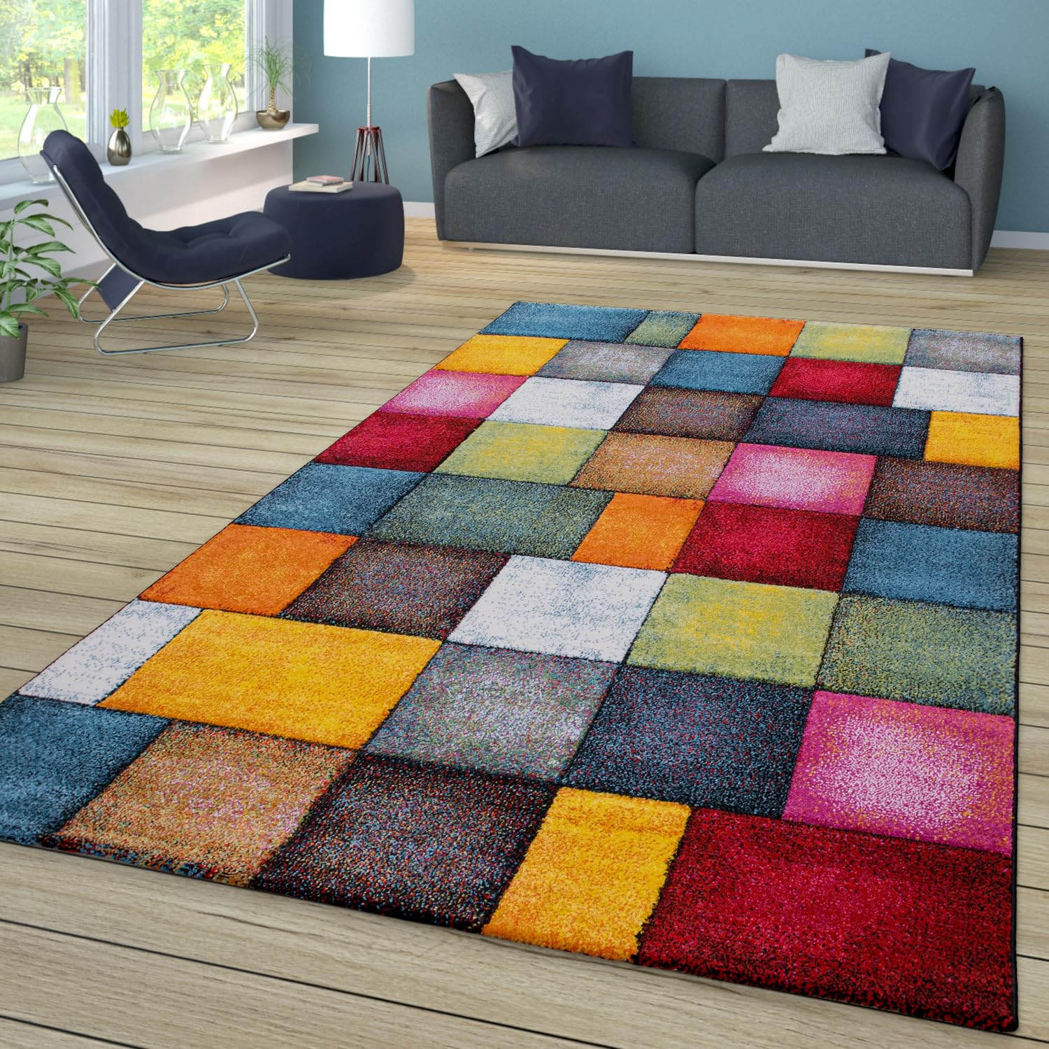 TT Home Tapis Pile Courte Chambre Adulte Salon Modern Motif Geometrique Moucheté 3D Multicolore, Couleur:Multicolore, Dimension:160x230 cm
