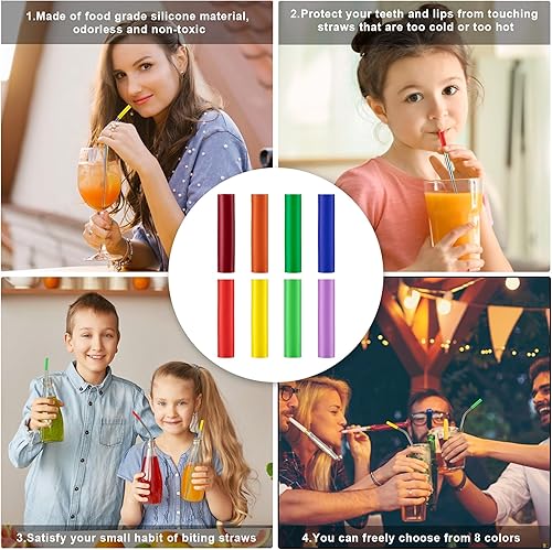 Miniatura 6 de Pajitas reutilizables de acero inoxidable, paquete de 16 (arco iris)