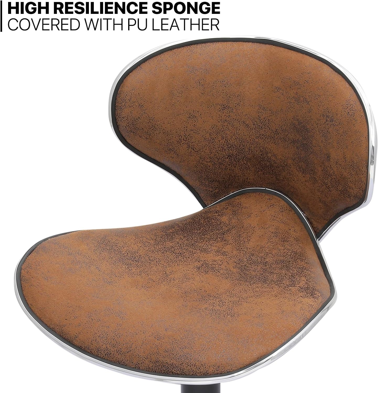MoNiBloom Counter Height Swivel Bar Stools Set of 2, Coffee PU Leather Height-Adjustable Barstools with Footresr for Kitchen and Dining Room, Modern Tall Bar Height Chairs Island Chairs