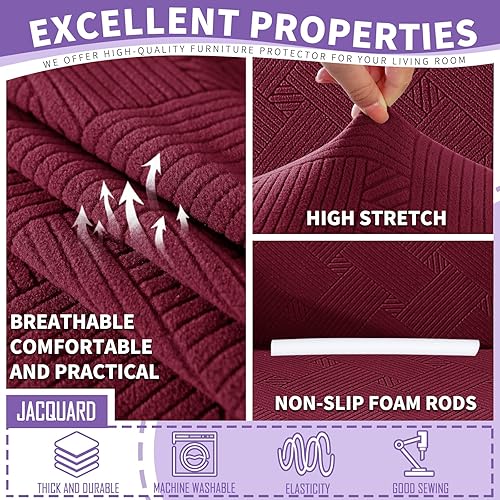 Miniatura 4 de ZNSAYOTX Fundas para sofá a rayas 2025, 4 piezas, fundas súper elásticas para sofá de 3 cojines, fundas de sofá antideslizantes con lazos