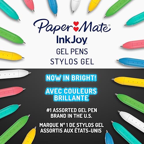 Miniatura 2 de Paper Mate Inkjoy - Bolígrafos de gel Bright!, punta media (0.028 in), retráctil, tinta opaca surtida, 6 unidades