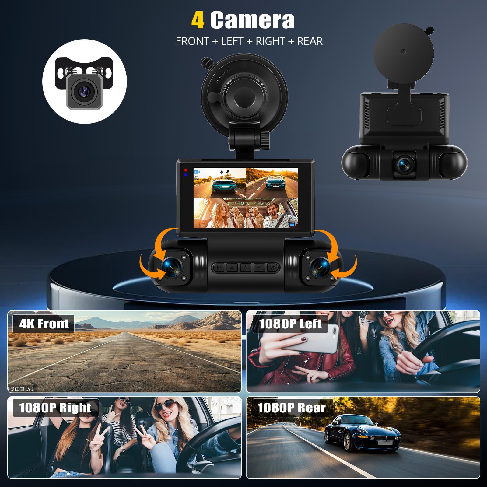 2K Dashcam Avant et Arrière avec APP WiFi, Dashcam Voiture avec Grand Angle 150°, Vision Nocturne, Surveillance du Stationnement, G-Sensor, Enregistrement en Boucle, APP, Aide au recul