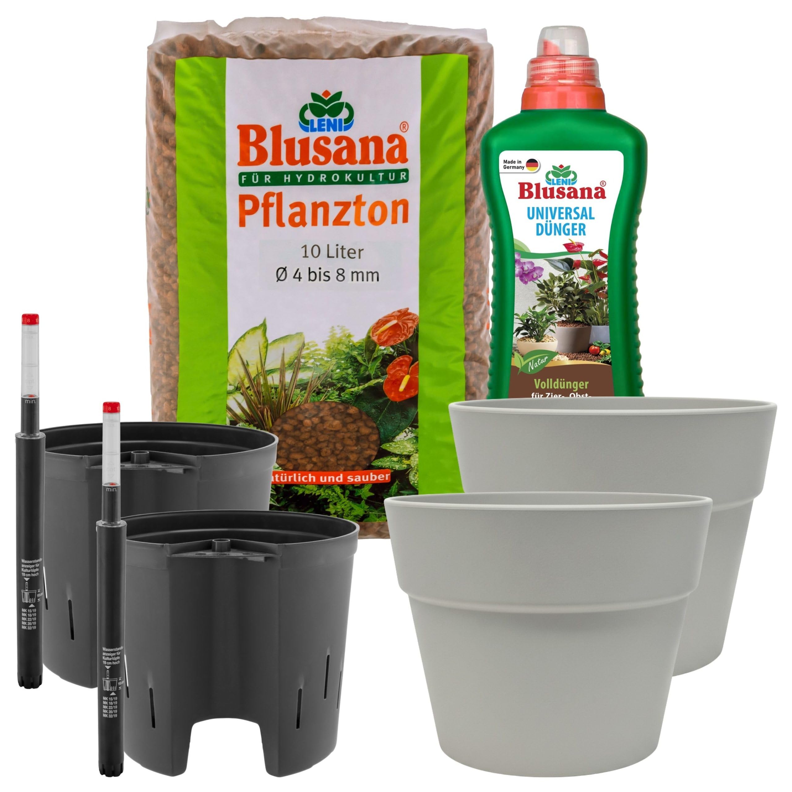 Leni Classic Hydrokultur Komplett-Set Ø 26 cm Höhe 22 cm 2er-Pack Grau