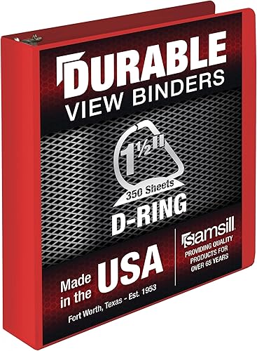 Vista 22 de Samsill Carpeta duradera de 1.5 pulgadas, fabricada en los Estados Unidos, carpeta de anillos en D, carpeta transparente personalizable, surtido