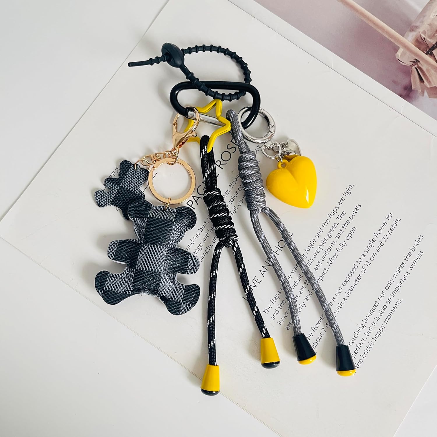 QTMY Cute Bear Braided Keychain Bag Charms for Handbag Purse Backpack Accessories Bogg Bag,402 - Image 3