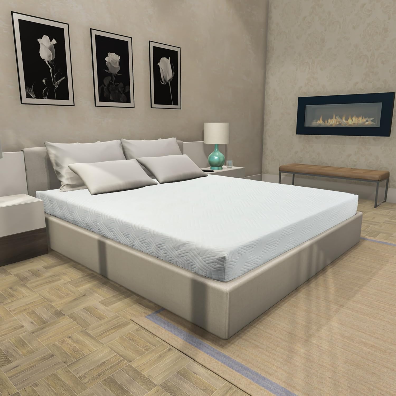 Viscologic Ashley Plus 6.75-Inch Euro-Top Memory Foam Mattress, Gel-Infused, Cooling Bed Mattresses, Queen