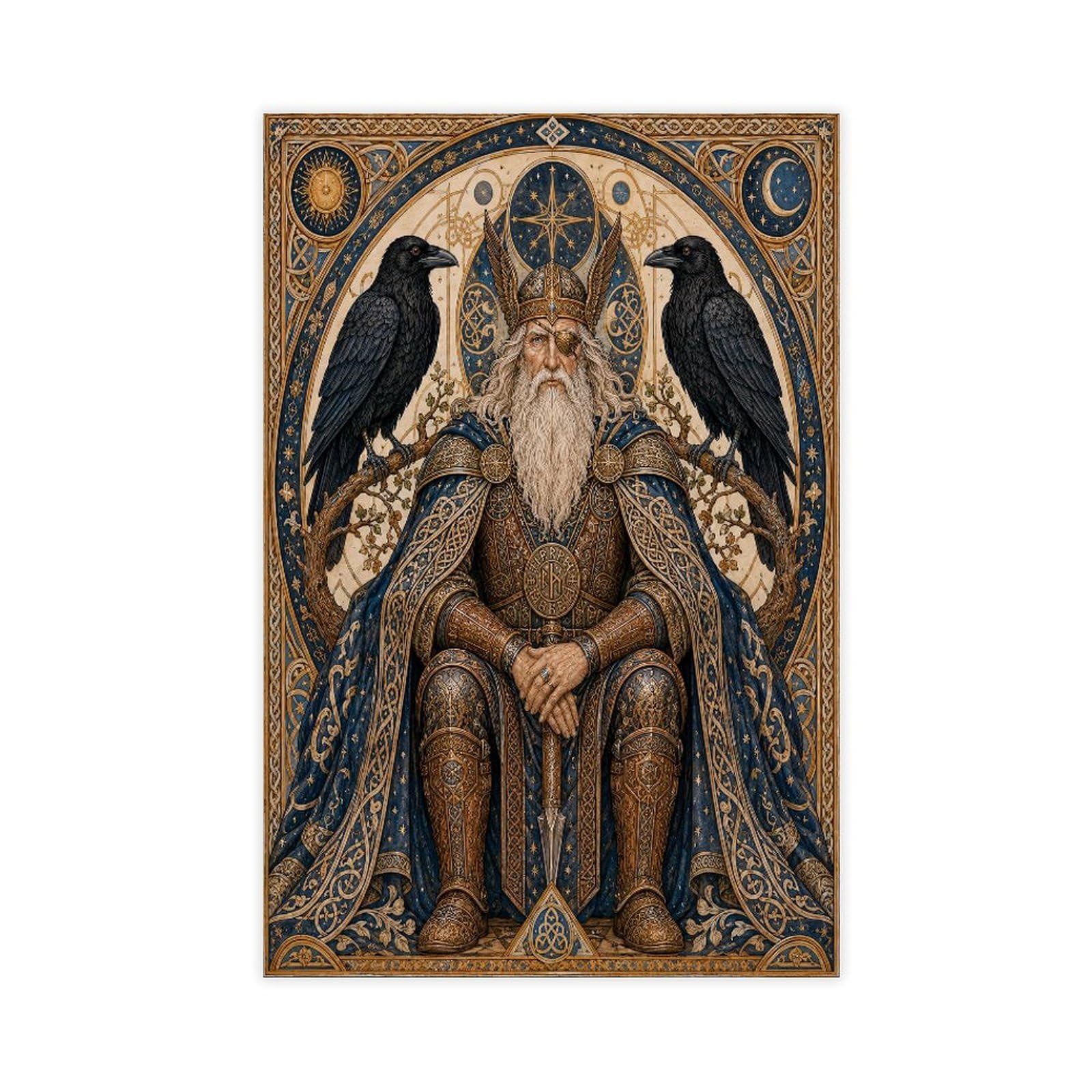H3B8U2Y5 Norse Odin with Ravens Canvas Wall Art, Art Nouveau Bedroom