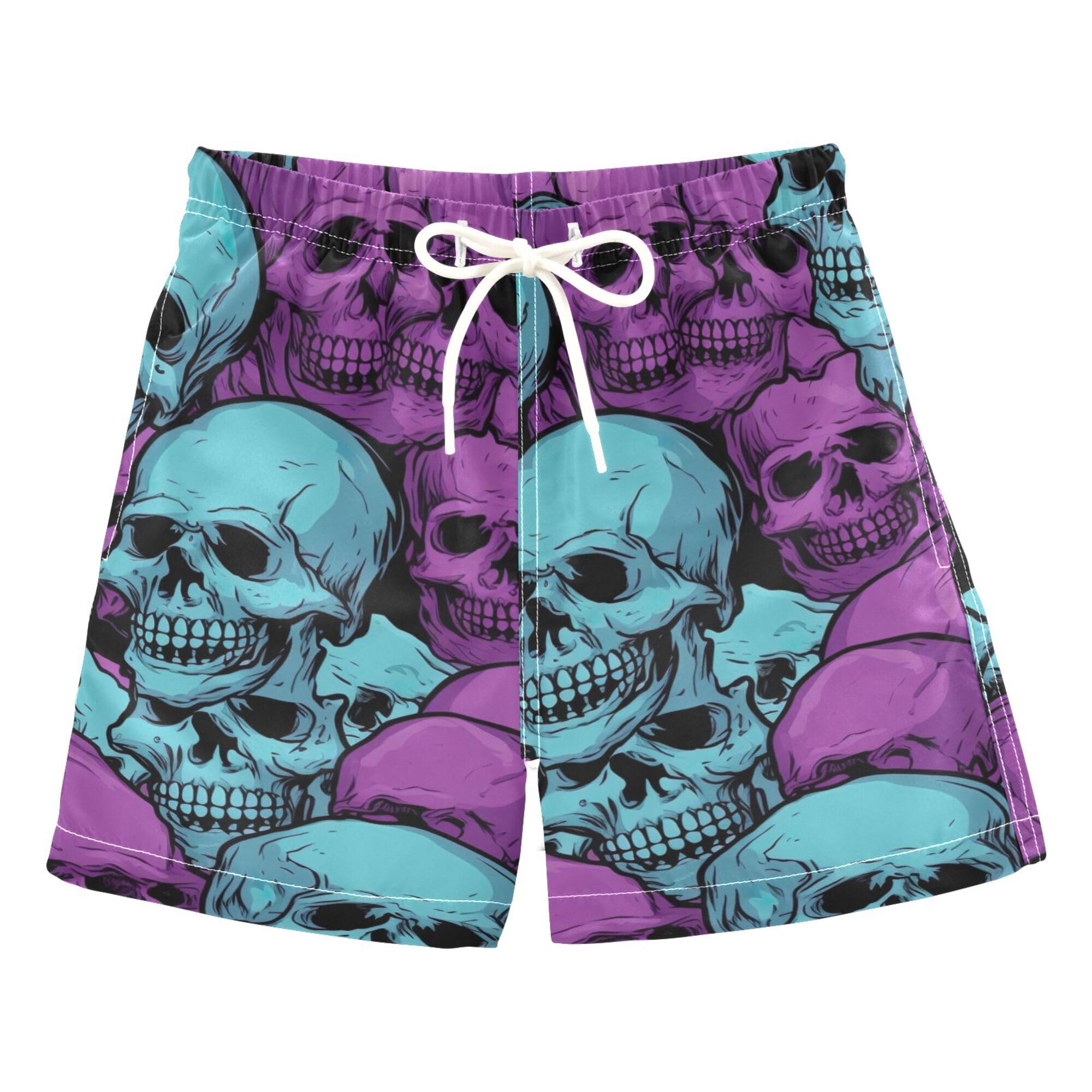 Sugar Skull Skeleton Gothic Boys' Swim Trunks Boys Swim Board Shorts for Kids 12 Years B0400461
