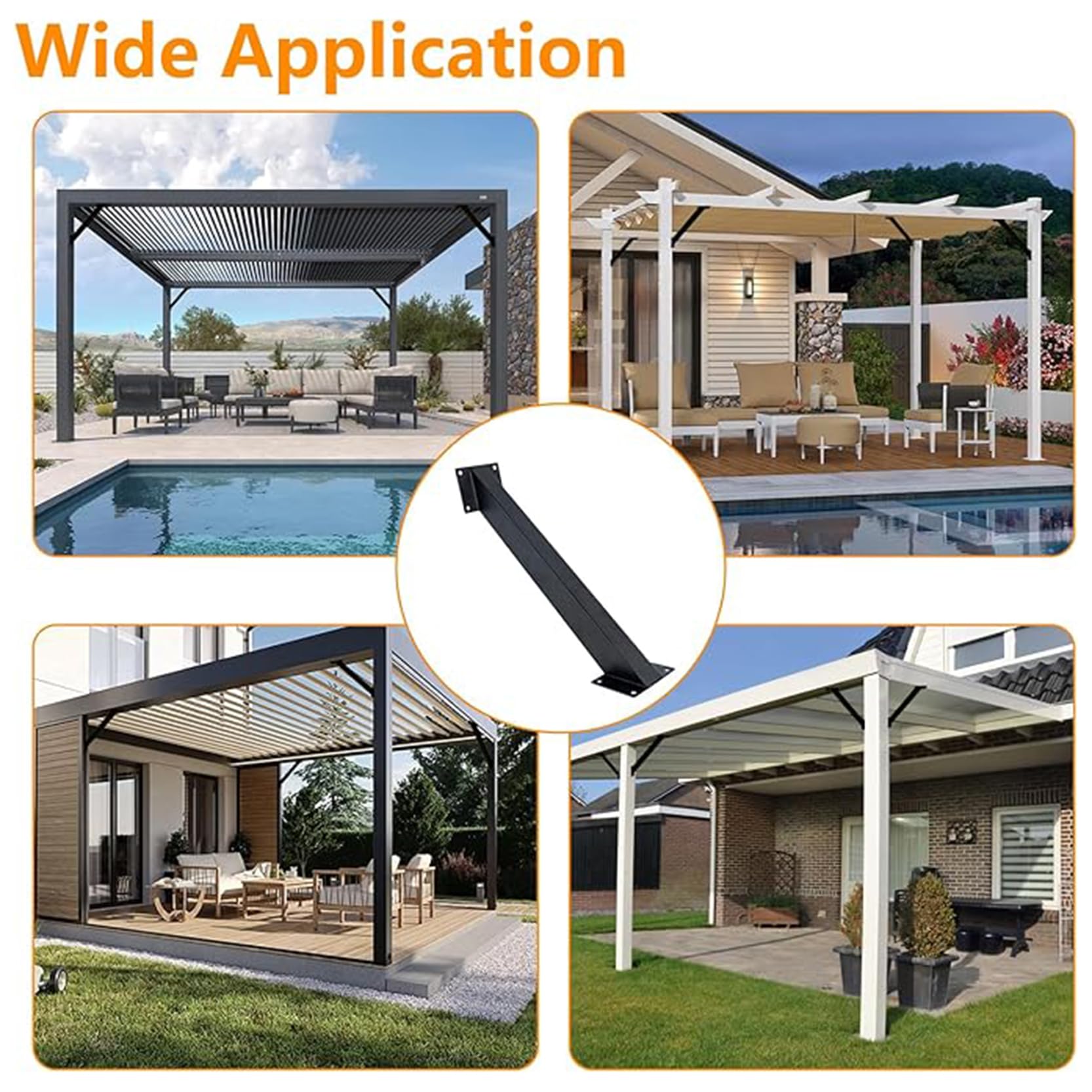 Kit per Pergola in Metallo,Staffe Angolari A 45 Gradi per Giunzione Interna,Staffe di Supporto ad Angolo di 45 Gradi per Gazebo Patii,Supporto per Strutture in Legno(Size:12 PCS)