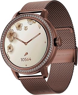 Titan Valerie 1.19" AMOLED Studded Stainless Steel Smart Watch for Women, Next-Gen Chipset, Functional Crown, SOS & BT Calling, Women Wellness Suite, BP & Skin Temp Monitor, Fast Charging (Brown)