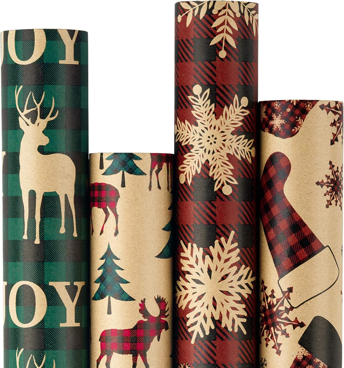  AnyDesign 12 Sheet Christmas Wrapping Paper Red Green