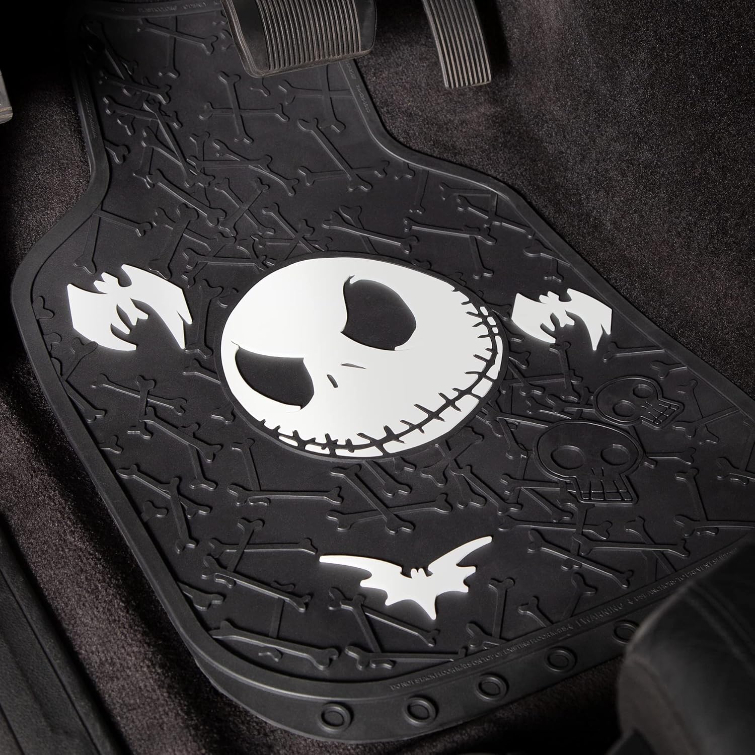 Plasticolor 001520R01 Disney Nightmare Before Christmas Bones Design with White Bats Front Floor Mat for Car Truck SUV
