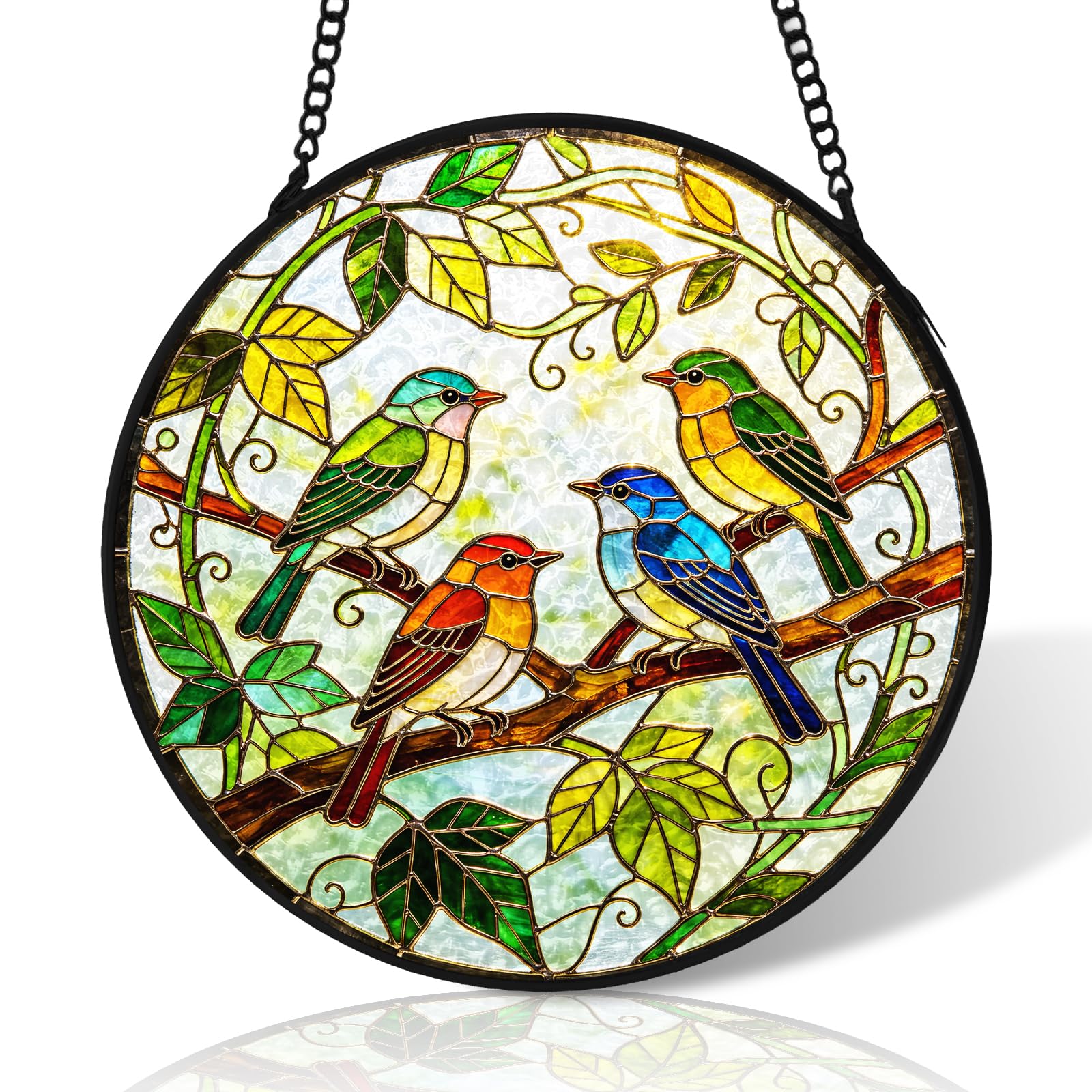 Hummingbird Stained Glass Suncatcher Windows Hanging,10 inch Stained Glass Ornament Home Decor,Suncatchers for Windows Hanging,Birthday Gifts for Women,Lovers,Friend(Black) โ image 1