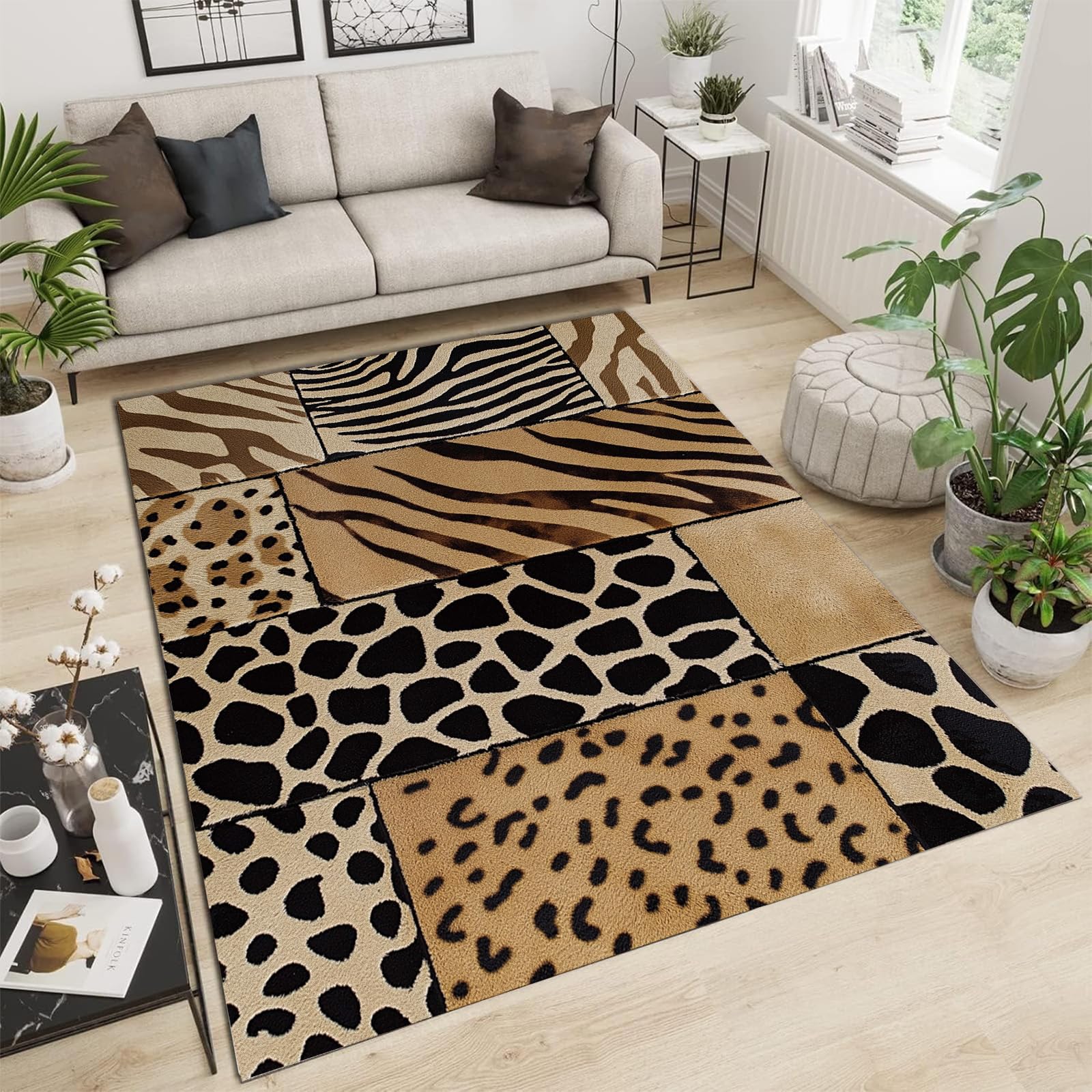 Tapis de salon moderne noir 120x180cm tapis chambre adulte fin et léger poil court