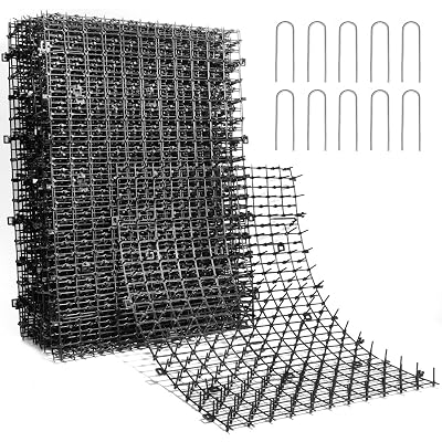 POMEAT 15 PCS Cat Scat Mat with Spikes 16 x 12'' Cat Deterrent Outdoor Scat Mats for Cats and Dogs Cat Spikes for Garden Fence Indoor Furniture Cat Deterrent Mat with 10 Staples