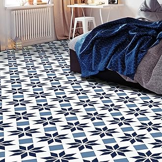 Retro Self Adhesive 12-Inch Vinyl Floor Tiles, 20 Tiles - 12" x 12", Starlight Pattern - Peel & Stick, DIY Flooring for Kitchen, Dining Room, Bedrooms & Bathrooms by Achim Home Decor, Blue/Grey