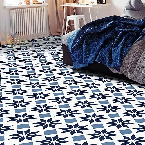 Achim Home Decor - Azulejos de vinilo autoadhesivos retro de 12 pulgadas, 20 azulejos de 12 x 12 pulgadas, patrón de luz de estrellas, despegar y