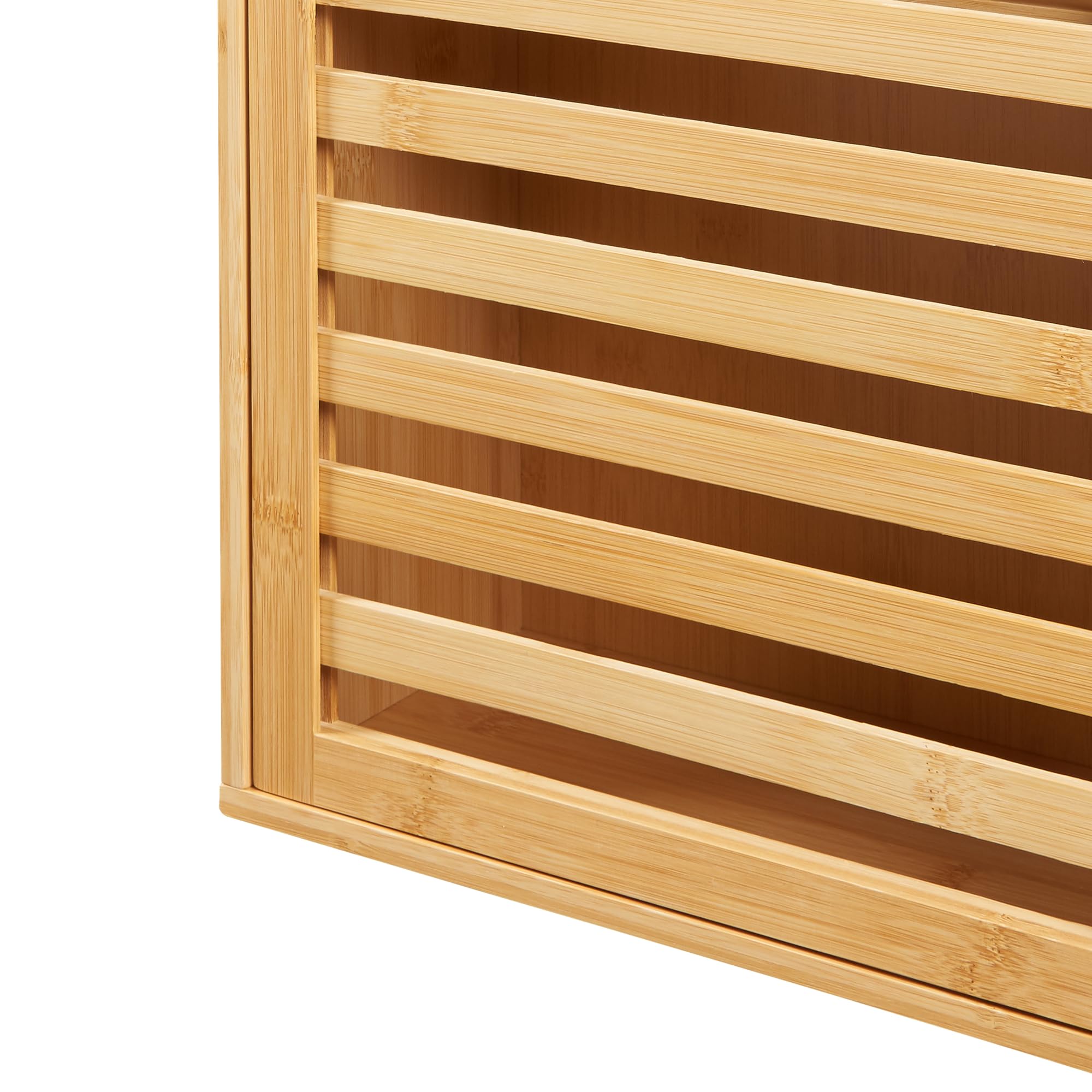 [en.casa] Armario de Baño Pared Järfälla Estantería Mural con Compartimentos Cerrados Mueble de Pared para Baño Cocina Dormitorio Oficina Bambú 55 x 37 x 16cm - Natural