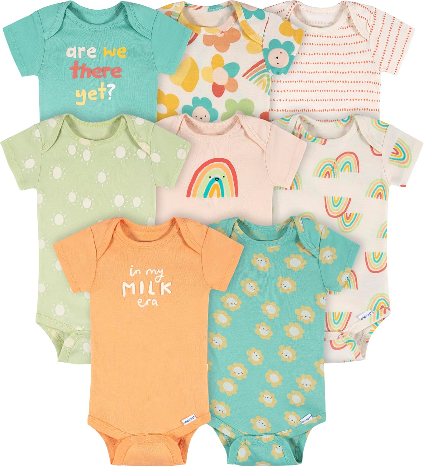 Onesies Brand baby-girls 8-pack Short Sleeve Mix & Match Bodysuits