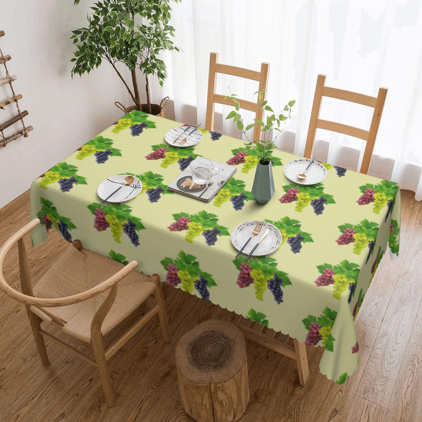 Nappe rectangulaire raisin doux lavable pour de grands dîners en famille
