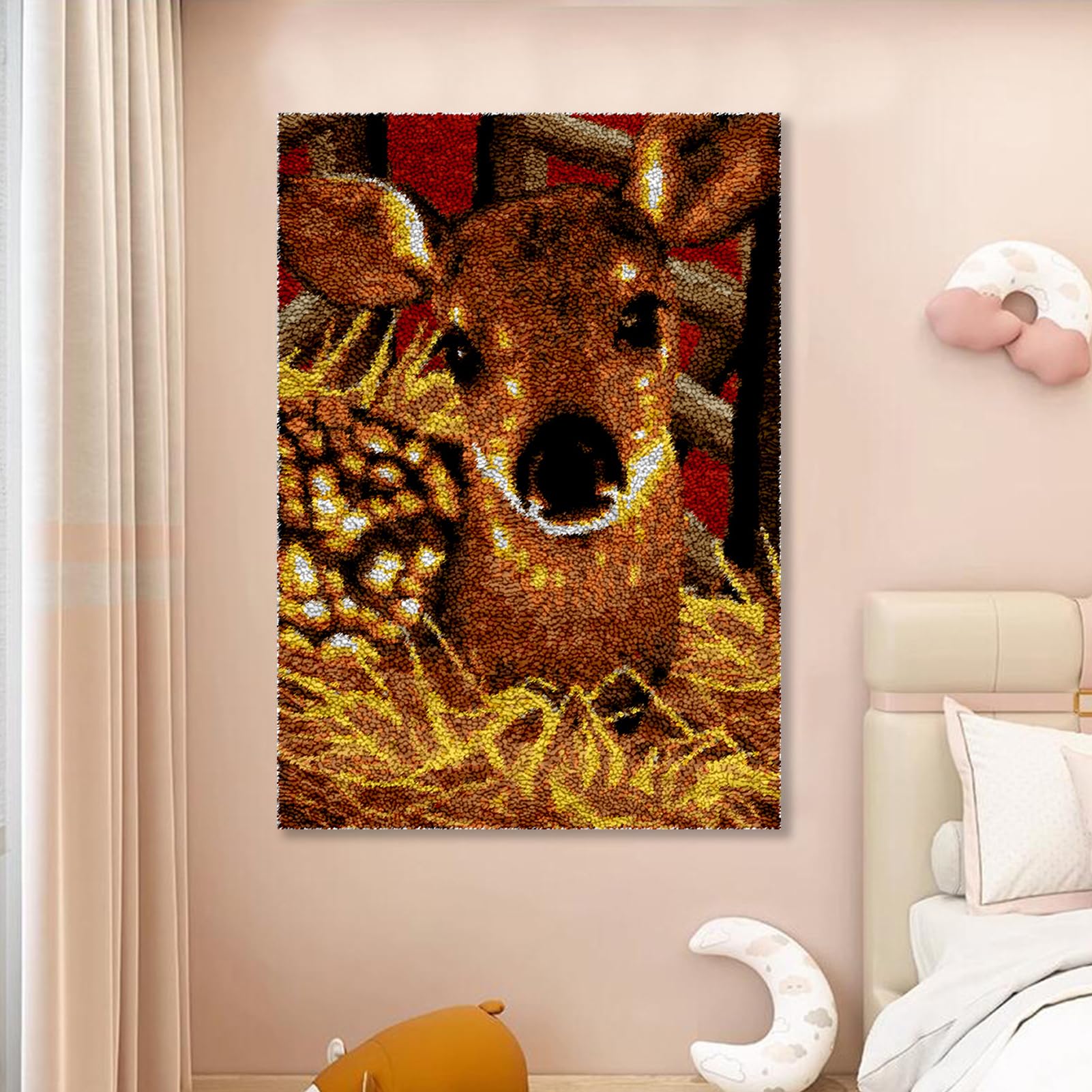 Tappeto Fai Da Te Con Tela Colorata Fveknbhyewng Kit Gancio Di Chiusura Tappeto, Kit Gancio A Chiavistello Tappeto Fai Da Te, Kit Per Kit Latch Hook Fai Da Te 60x90 Cm