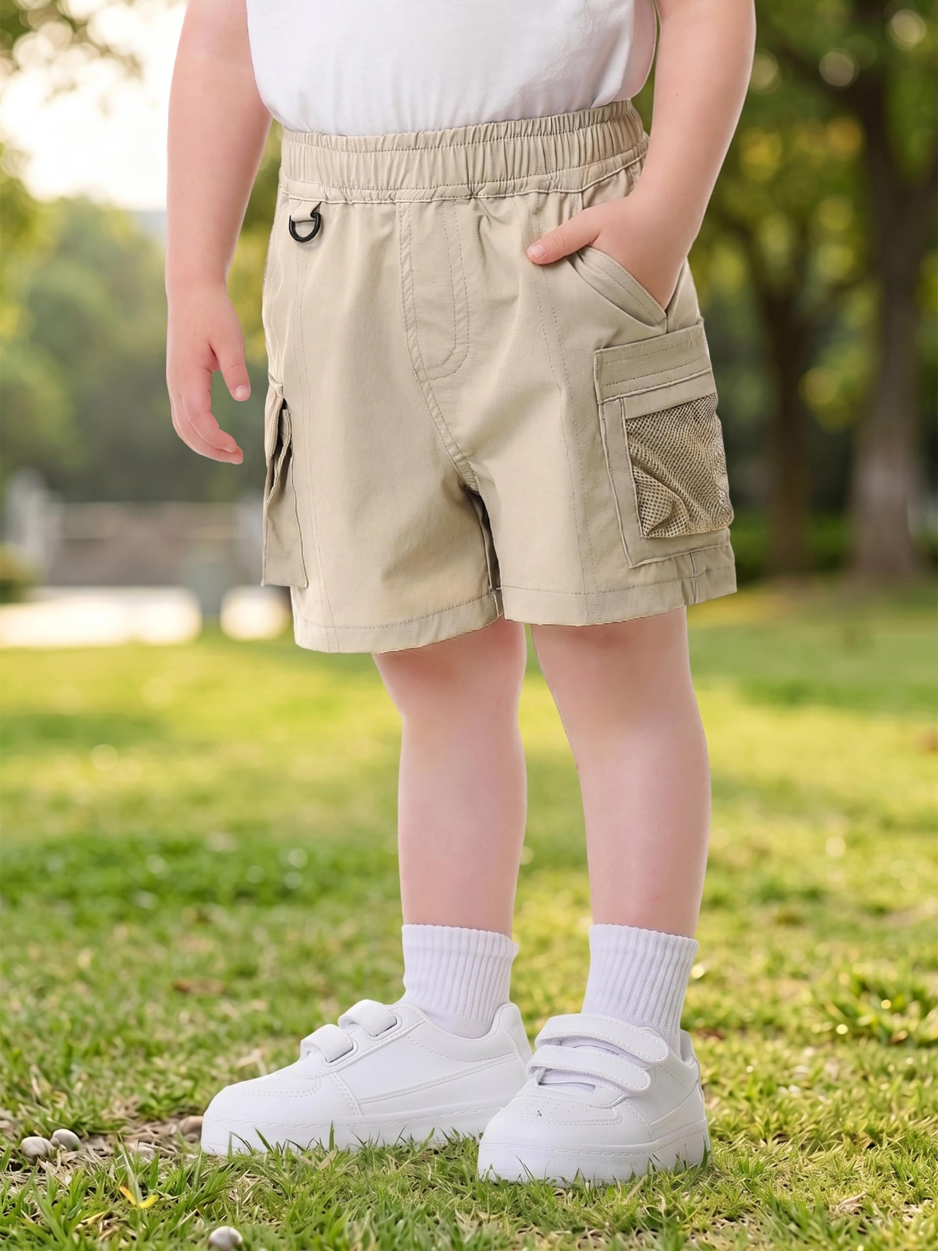 Volunboy Pantaloncini Cargo Bambino Asciugatura Rapida, Shorts Estivi Leggeri con Tasche e Vita Elastica