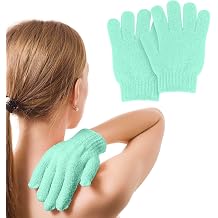 MOLOPPO 2 PCS Exfoliating Glove, Scrub Gloves Exfoliating, loofah, Body Exfoliator, Bath GlovesCyan