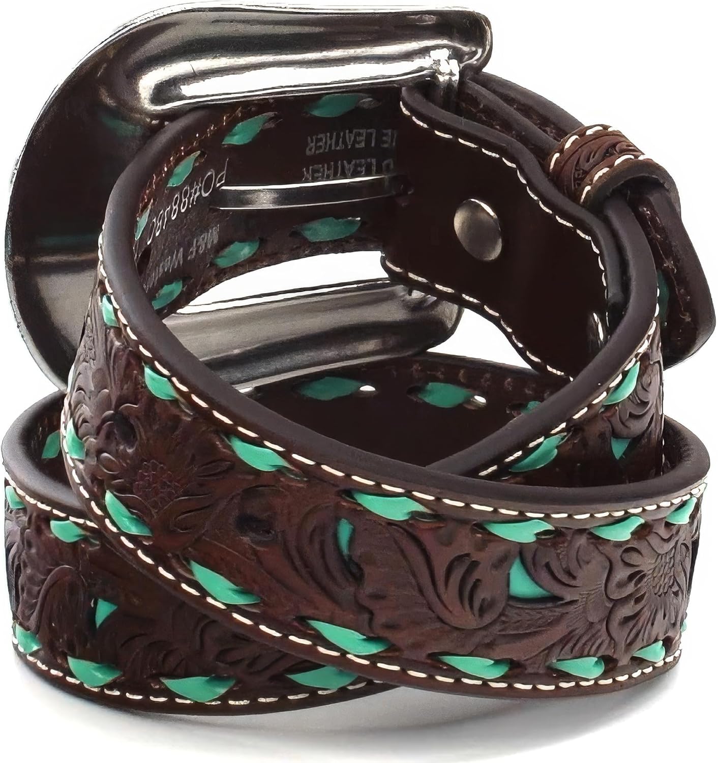 Ceinture Western Enfant Unisexe Brodée Tissu Aztèque - Bleue, Taille L (tour De Taille 21-25 Pouces), Neuve