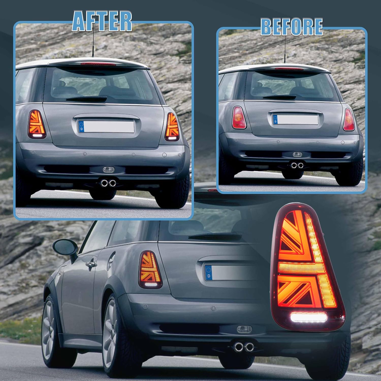VLAND Taillights Assembly Fit for 2001-2006 BMW Mini Cooper R50 R52 R53, 1st Gen Mini Cooper, Red