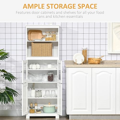 Miniatura 4 de HOMCOM Buffet pequeño de 63 pulgadas con gabinete, despensa de cocina de 4 puertas, armario de almacenamiento independiente con estante ajustable