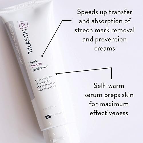 Miniatura 3 de TriLASTIN Paquete de crema de prevención de estrías de maternidad (4 onzas) con acelerador hidrotérmico (3 onzas), imprescindible para el embarazo,