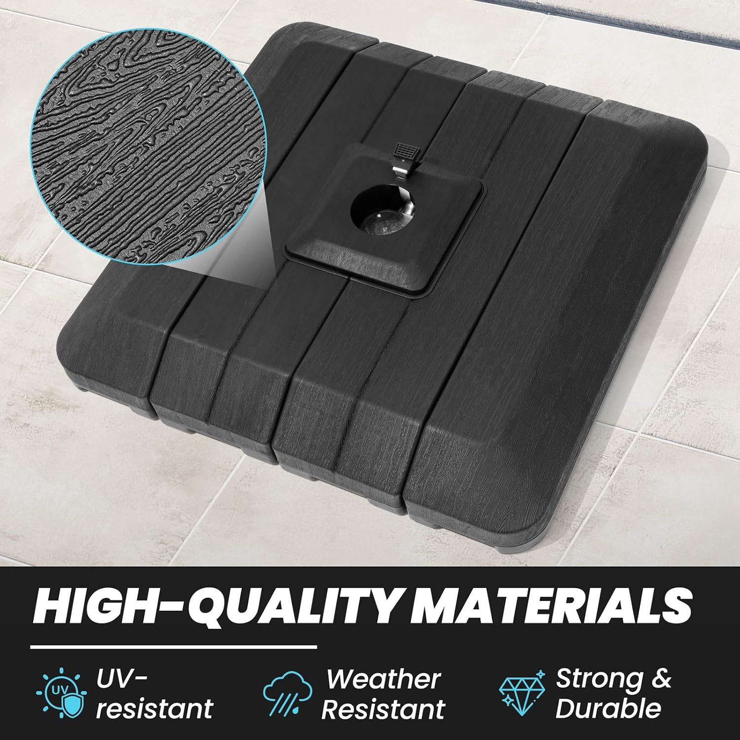 High-quality, UV-resistant, weather-resistant, strong and durable materials of the umbrella base
