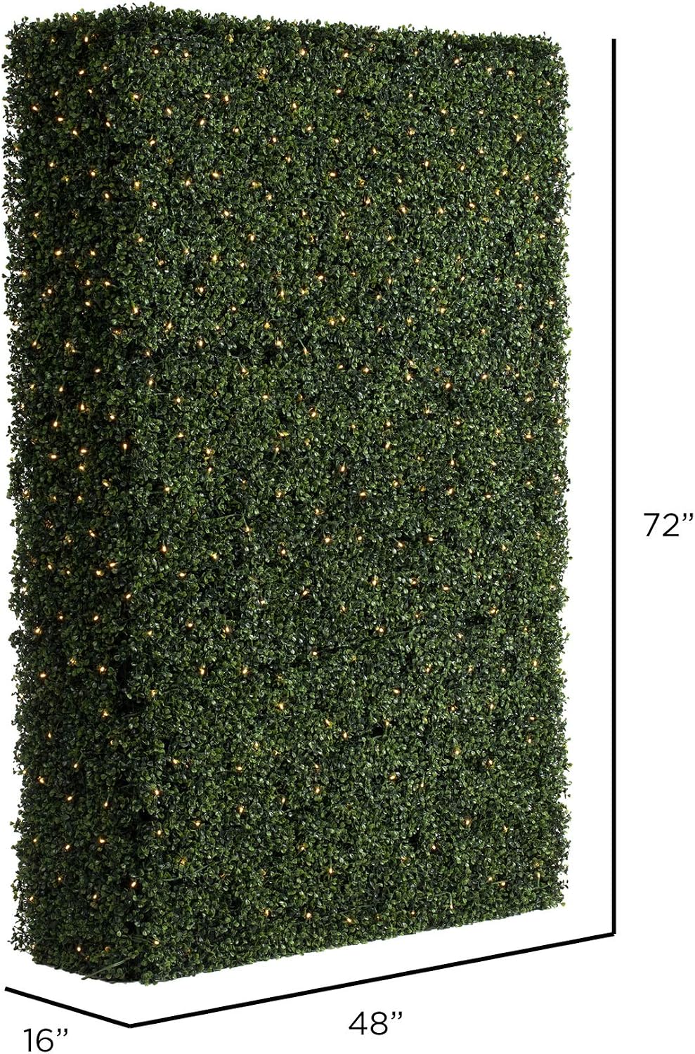 Vickerman Everyday Artificial Pre-Lit LED Boxwood Hedge 72" L x 16" W x 48" T- UV Resistant Indoor Outdoor - Natural Green - Home Backyard Wedding Garden Decoration